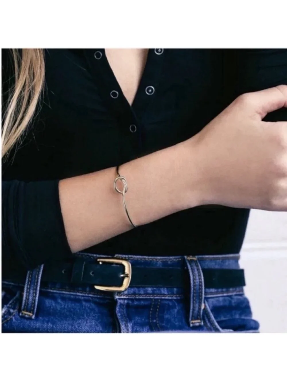 New! Lulus Gold Lets Go Tie The Knot Cuff Bracelet NWOT
